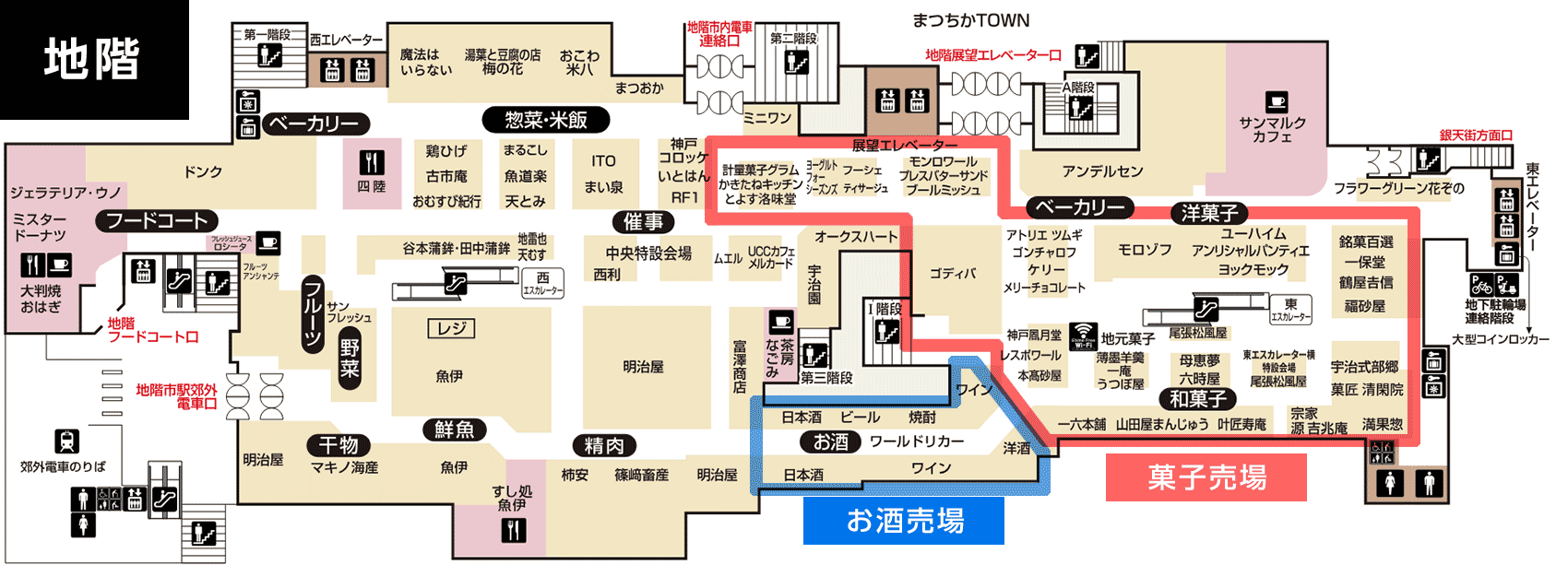 地階 菓子売場